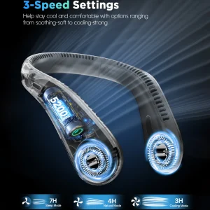Portable Neck Fan, Rechargeable & Bladeless